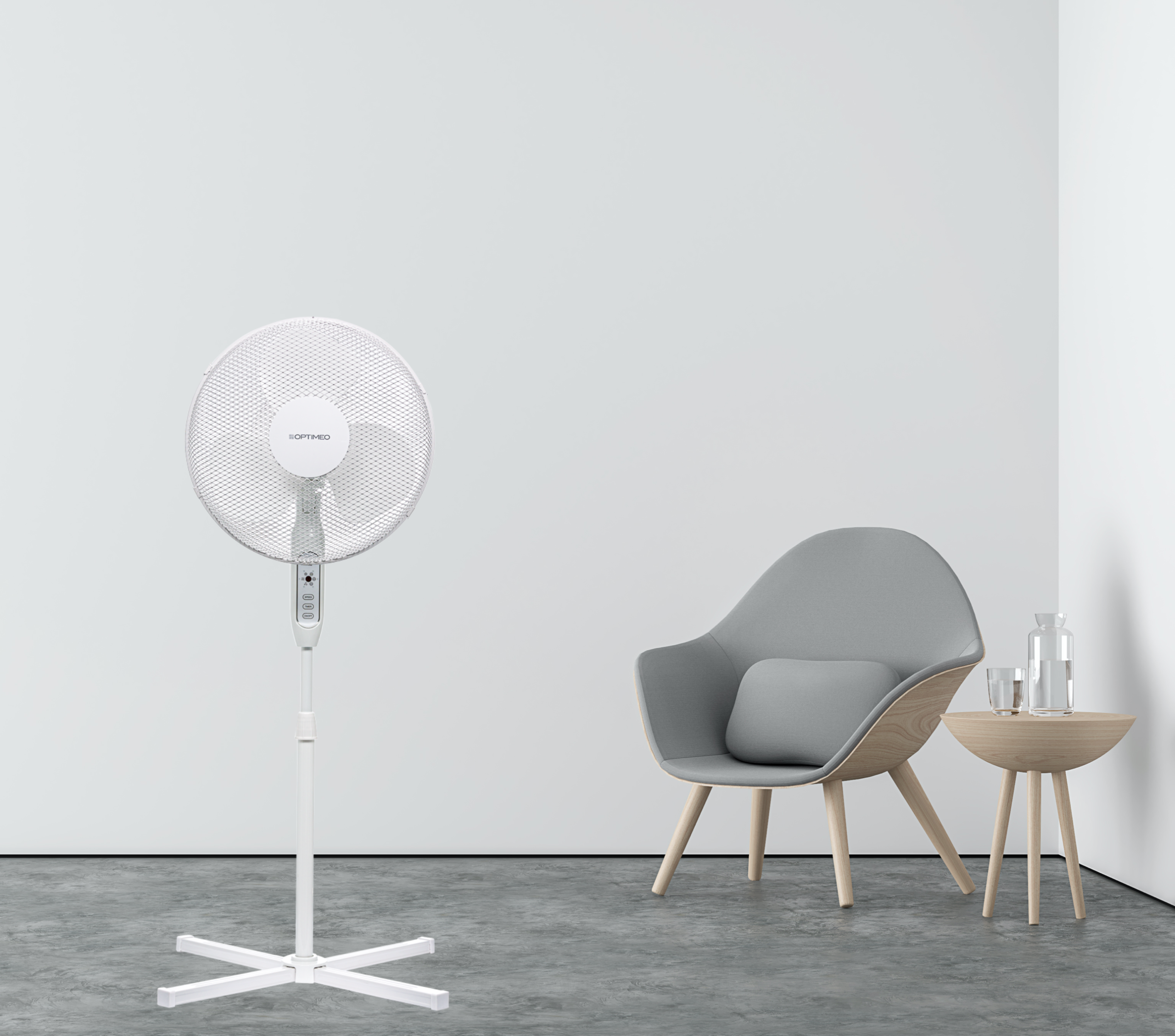 Ventilador de pie, diámetro 40cm, mando a distancia, OVP-B40